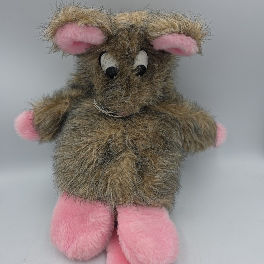 Vintage playful puppets that swallow gray mouse rat plush 16" tall RARE